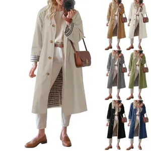 Women’s Long Trench Coat, Single-Breasted, Oversized, Windproof Overcoat – Fashionable Outerwear