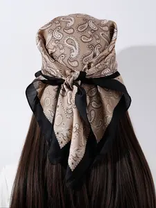 Women's Simple Print Scarf 70x70cm, Multifunctional Handkerchief, Fashion Hairband, Spring Fashion Necktie for Women, Paisley Print Scarf