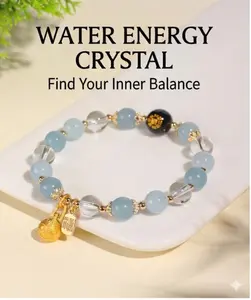 5 Elements Crystal Water Energy Bracelet - Chinese Energy Jewelry for Physical Health, Mental Stability, Balance, Wealth, Career, Self-Confidence, Positive Feng Shui Fortune Improvement; Gift Option
