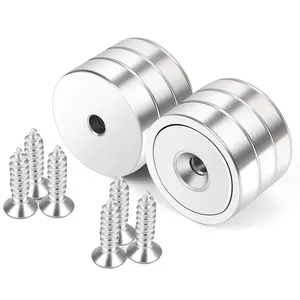 Neosmuk Magnets with Screws, 130Lbs Strong Neodymium Disc Magnet with Holes in the Center,Cup Magnet with Mounting Hole Heavy Duty, round Rare Earth Magnetic High Strength in Middle,6 Pack