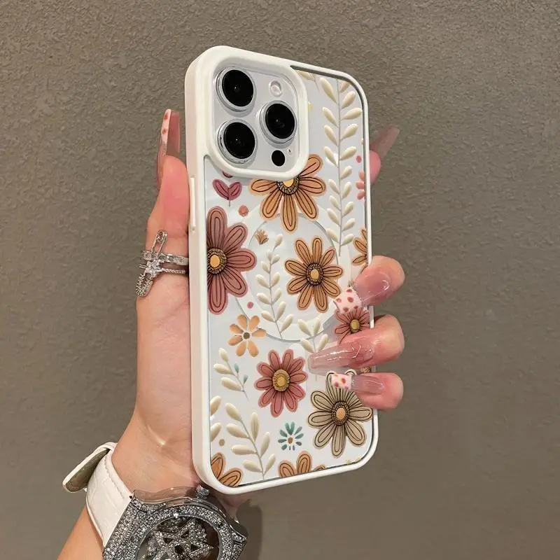 Premium Magnetic Case Suitable for IPhone11/12/13/14/15/16/promax Vintage Floral Collage Y2k Cased MagSafe Ready, Anti-Fall, Springtok and Ultra-Thin Design | Perfect for Everyday Use Screen Protector Aesthetic Resistance Cellphone