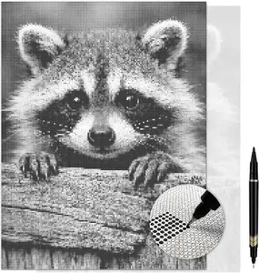 Raccoon Rascal Dot Painting Kit for Adults — 13×17 Canvas with Dual-Tip Marker