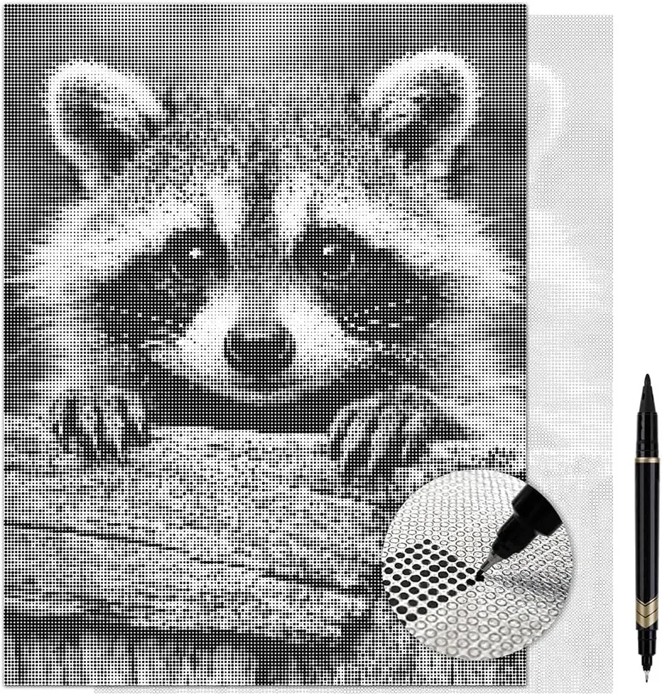 Raccoon Rascal Dot Painting Kit for Adults — 13×17 Canvas with Dual-Tip Marker