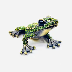 Bejeweled Enamel Trinket Box 31, Tree Frog
