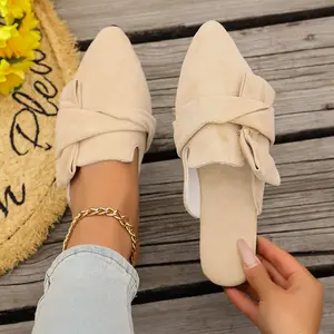 Women's Fashionable Slip-On Slippers for Indoor & Outdoor Use, Suede Design, Comfortable and Versatile flat shoes