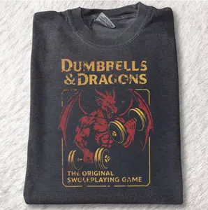 Funny Gym Dnd T Shirt, Dungeons and Dragons Workout Parody Tee, Vintage Swole Dungeon Master Gift Streetwear Shortsleeve Casual