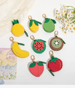 Fruit-shaped mini coin purse, cute cartoon keychain, small portable coin storage pouch, bag charm