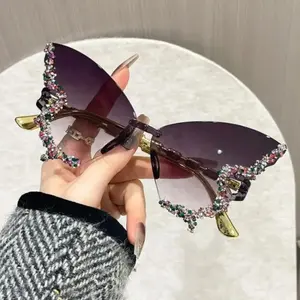 2026 New Arrival Butterfly-Shaped Sports Eyewear - Gradient PC Lenses with Small Diamonds, Unisex Men's Accessories, Ideal for Summer Parties & Festive Gatherings, TikTokShopBlackFriday Deal