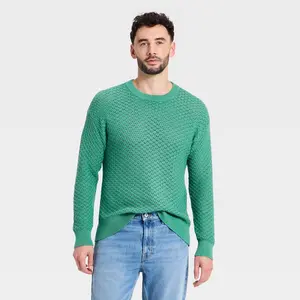 Men's Open-Work Crewneck Sweater - Goodfellow & Co