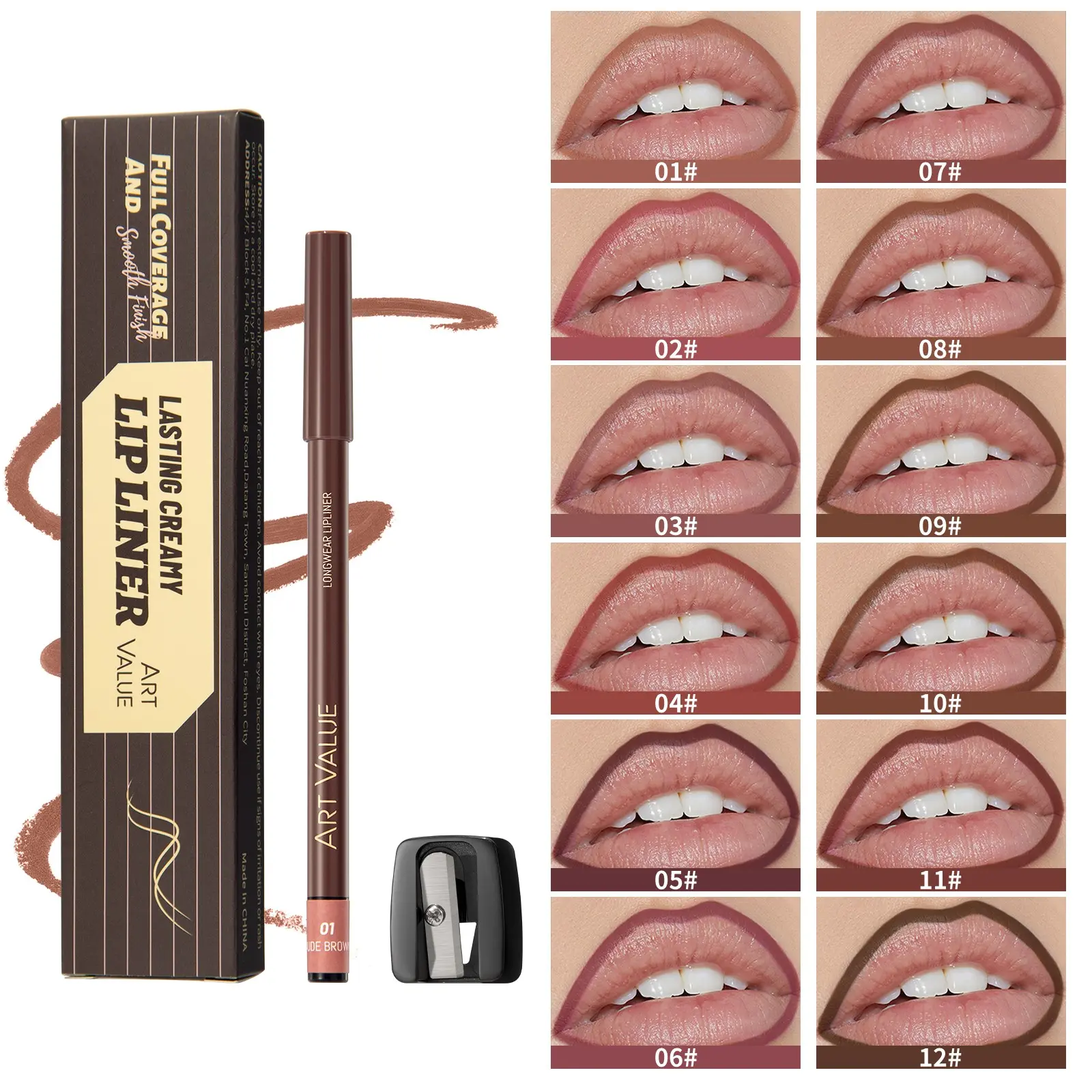 Waterproof Long-Lasting Creamy Lip Liner Pen, Sweat-Proof Colorful Lip Liner, Non-Stick Cup Lip Liner, Includes Sharpener, Versatile Lip & Eye Liner