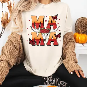 Comfort Colors Western Mama Shirt, Country Mom Shirt, Western Mom Tee, Retro Mama Shirt, Mother's Day Gift, Howdy Mama Shirt, Cow Skull Tee