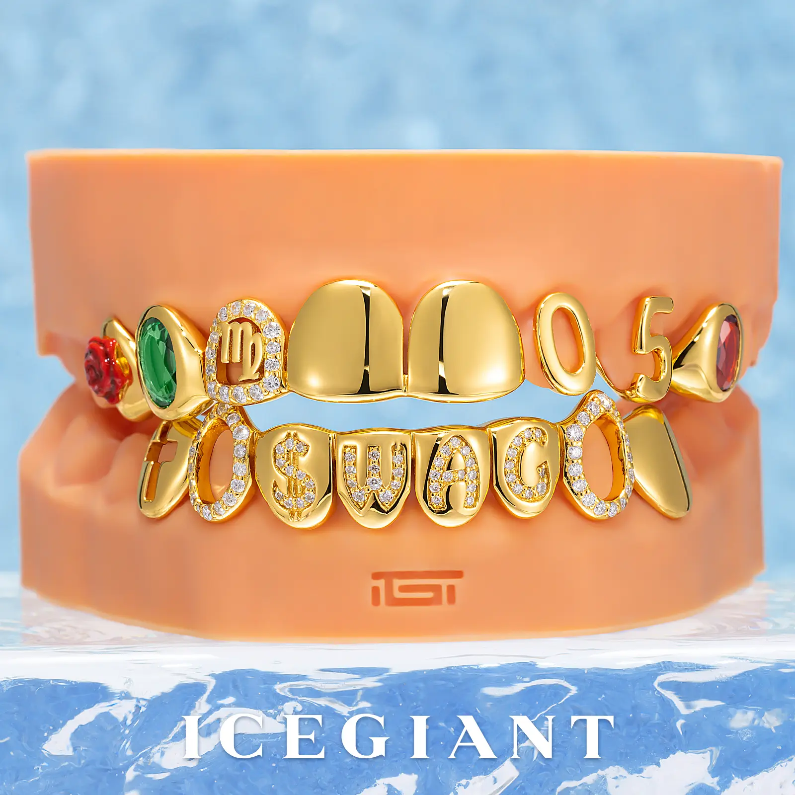 Colored Gem Zodiac & Letter Moissanite Grillz