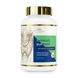 Dr. CROWN Thyroid Support Supplement for Metabolism & Energy with Iodine, Zinc, Selenium, L-Tyrosine & Ashwagandha - 120 Capsules