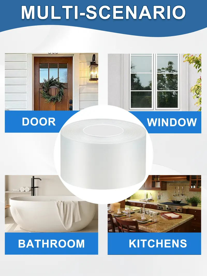 Self-Adhesive Silicone Waterproof Tape (2x33ft) - High-Temperature Resistant, Impact-Resistant, Durable, No-Residue Invisible Sealant for Gaps/Cracks, Door Insulation, Airtight Sealing (All Seasons) Self-Adhesive Silicone Waterproof Tape (2x33ft) - High-Temperature Resistant, Impact-Resistant, Durable, No-Residue Invisible Sealant for Gaps/Cracks, Door Insulation, Airtight Sealing (All Seasons)
