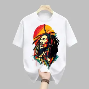 Vintage Reggae Music Legend Graphic Tee Colorful Rasta Vibes Casual Shirt 100%Cotton Crewneck Menswear Lightweight Foldable All Seasons