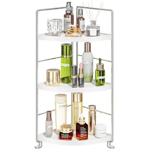 3-Tier Corner  Rack Kitchen Bathroom Countertop Organizer Vanity Tray  Makeup Storage Standing Shelf, White