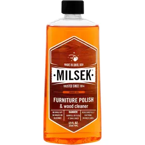 Milsek Furniture Polish and Wood Cleaner with Orange Oil - Multipurpose Cleaning Supplies for Home and Household from Hardwood Floors to Kitchen Cabinets- 12 Fl Oz