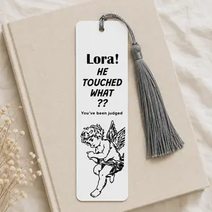 Cute Cherub "He Touch What" Bookmark, Funny Cherub Bookmark Gift for Book Lover