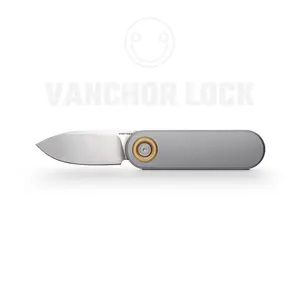 Vosteed Corgi V Knife 2.36" 14C28N Satin Blade, Gray Aluminum Handle, Front Flipper & Wheeler Opener - Vanchor Lock, Compact EDC Folding Knife for Office & Travel - A3703