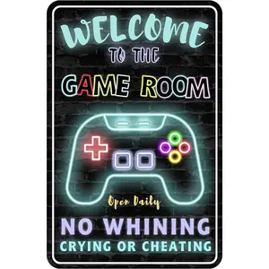 Gaming Room Metal Sign Gamer Wall Decor For Boys Game Room Bedroom Gamers Aluminum Rust 12" X 8"