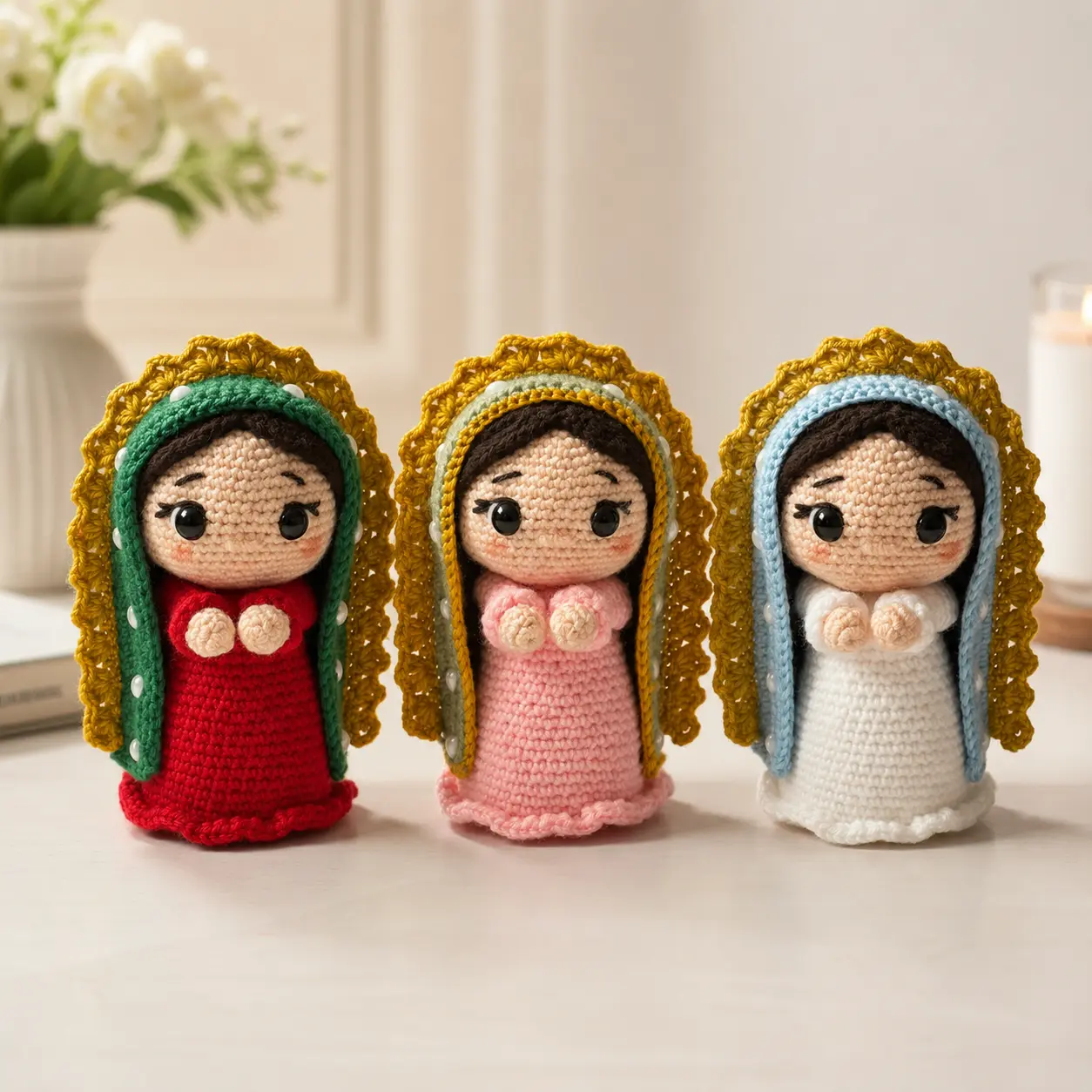 Our Lady of Guadalupe Crochet Doll, Handmade Virgin Mary Amigurumi, Catholic Religious Gift, Home Altar & Prayer Room Decor !!!