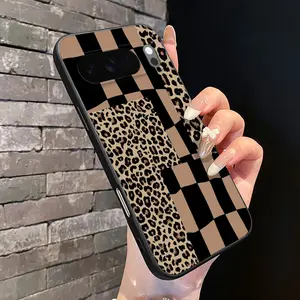 Rounded Edge Phone Case for Google Pixel 10 9 XL 8 7 Pro A Chessy Leopard Blend Pattern Drop Protection Shockproof Soft Liquid Silicone Smartphone Cover