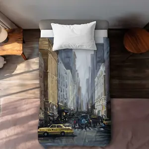 Begin Home Decor C1DCTXLW2FYID9 In The City Car Bedroom Twin Size Extra Long Duvet Cover - Home Decor Essentials
