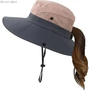 Women's Stylish Wide Brim Sun Hat with Ponytail Hole, Effective UV Protection & Foldable Design, Lightweight Breathable Headwear Ideal for Beach, Fishing, Hiking & All Outdoor Summer Activities tiktokshopspringglowup