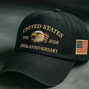 United States 1776-2026 250th Anniversary Mens Embroidered Soft Top Baseball Cap Patriotic Eagle Design All Season for Daily Wear Fourth of July Street Style hats