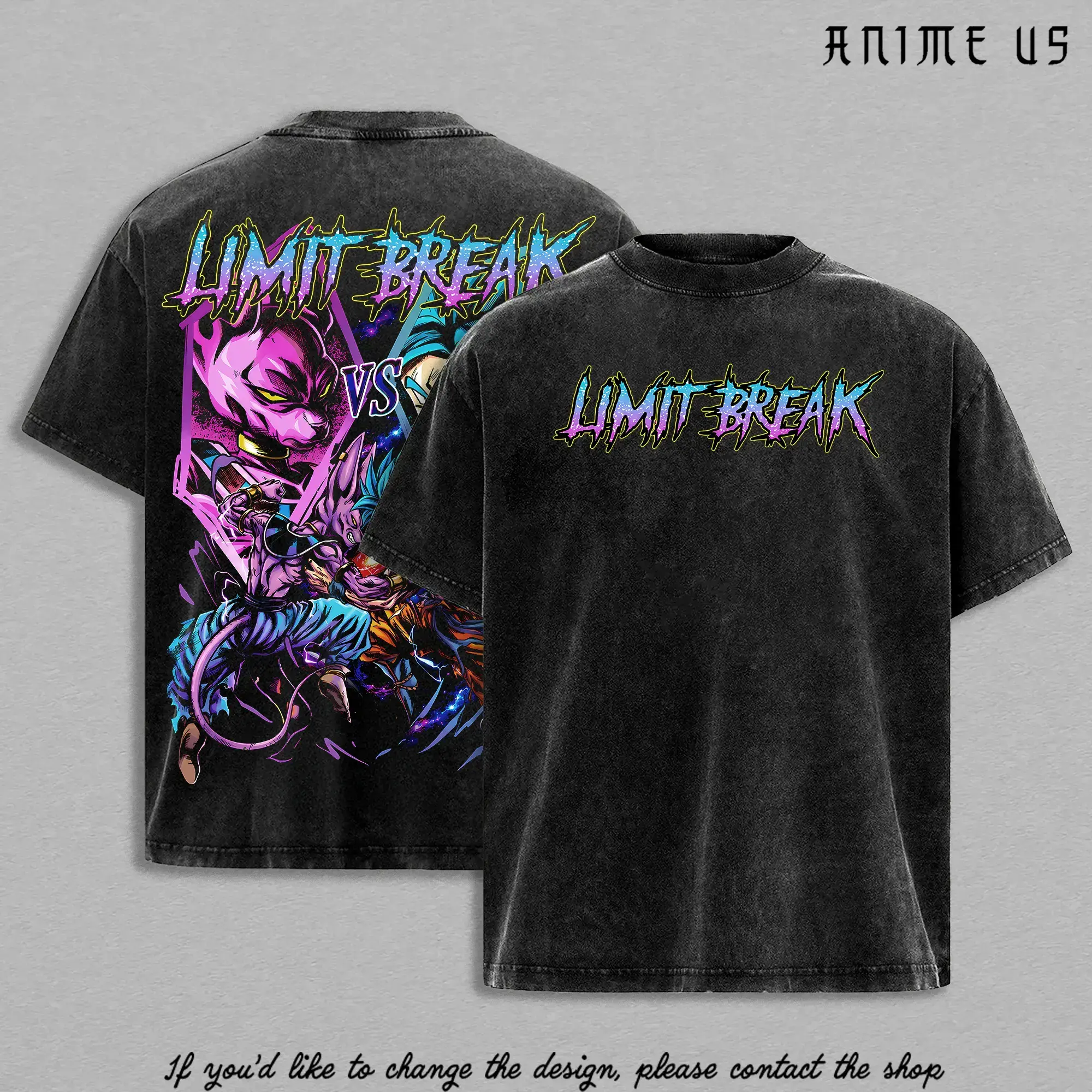 Kakarot vs Beerus Limit Break Vintage Washed T-Shirt | Saiyan God Battle Graphic Tee | Blue Aura Warrior vs Destroyer Cat | 90s Graphic American Casual Short Sleeve Tee | Premium Soft Cotton Classic Unisex T-Shirt for Daily, Gym & Streetwear