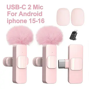 2.4GHz Dual Lavalier Microphones - Mini Clip-On Lapel Mics with Auto Noise Cancellation for Recording, Live Streaming, Interviews, TikTok, YouTube (Plug & Play, Portable)