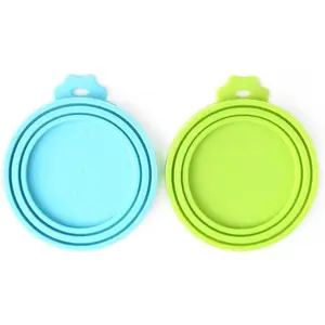 Pet Food Can Cover Silicone Can Lids for Dog and Cat Food(Universal Size,One fit 3 Standard Size Food Cans),Blue and Green