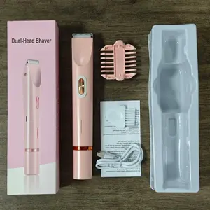 USB Rechargeable Electric Razor, Women's Home Pain-Free Hair Removal Trimmer, Portable Waterproof Dual Head Shaver, New Condition, Hair Removal Tool, Rechargeable Hair Remover