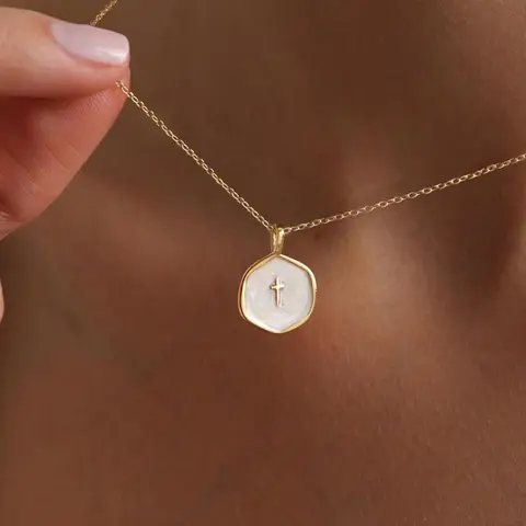 Women's Stainless Steel Necklace, Oil Drop Cross Pendant, Cross Chain Design, Casual Elegant Daily Commute Jewelry, Chic Gorgeous Jewelry, Versatile Fashion Accessory, Durable Fashion Accessory, Cross Necklaces