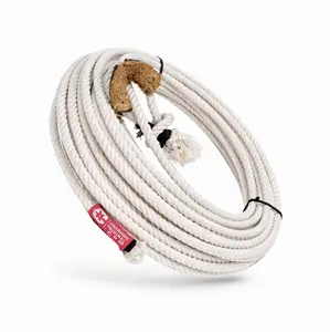 65 FT Soga Charra Cotton Rope 10MM with Leather Burner (Hondilla) | Handmade Mexican Charro Lasso Rope