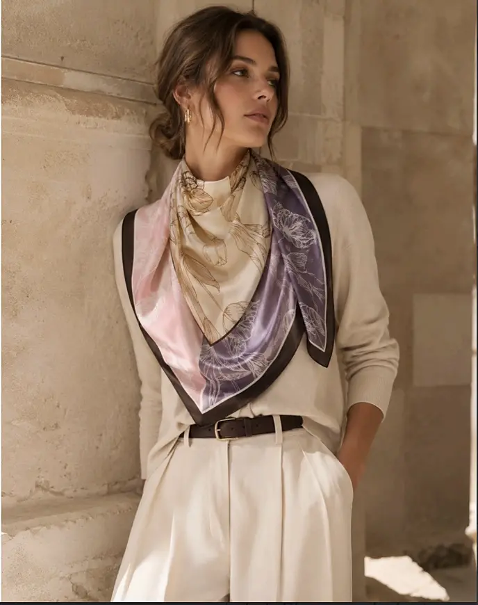 Trendy Poly-Silk Lightweight Scarf – 35x35" Multicolor Head, Neck & Waist Wrap