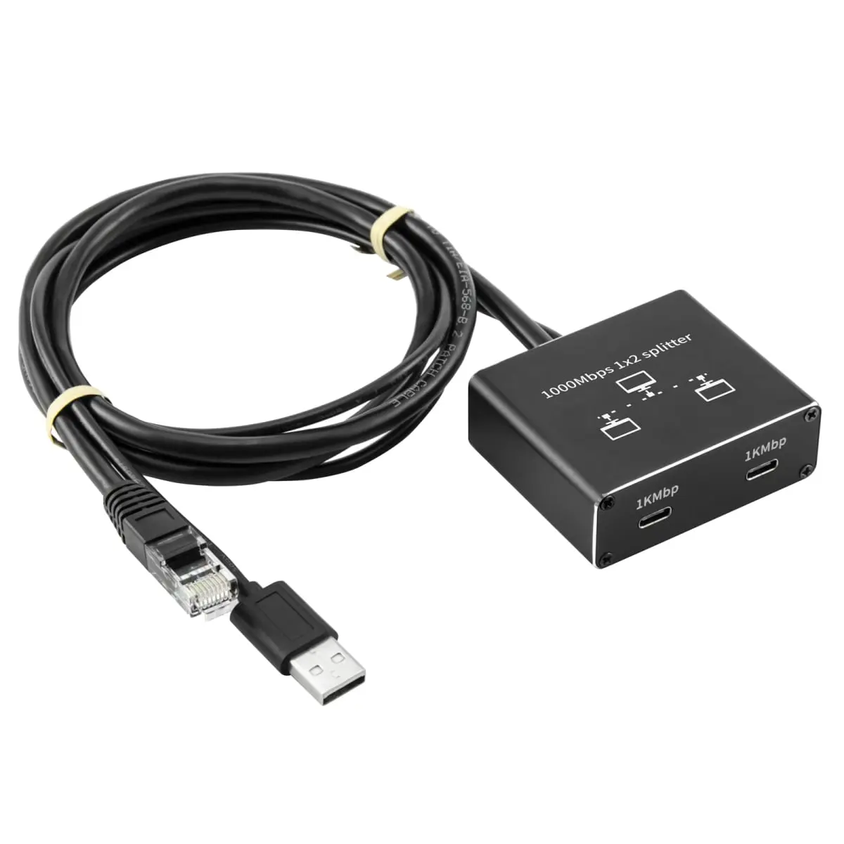 Bytecc RJ-SP102CK Compact 1000Mbps 1x2 Ethernet Internet Splitter with Included Cable
