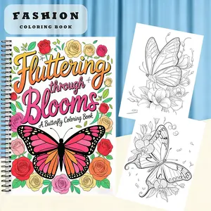 Floral Butterfly Coloring Book, Dual Spiral Binding, Simple Bold Spring Pages, 20 Pages (100g Paper), Perfect Relax Gift for Adults, Fashion Coloring Book