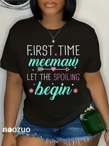 100% Cotton First Time Meemaw Let the Spoiling Begin New 1st Time Gifts T-Shirt