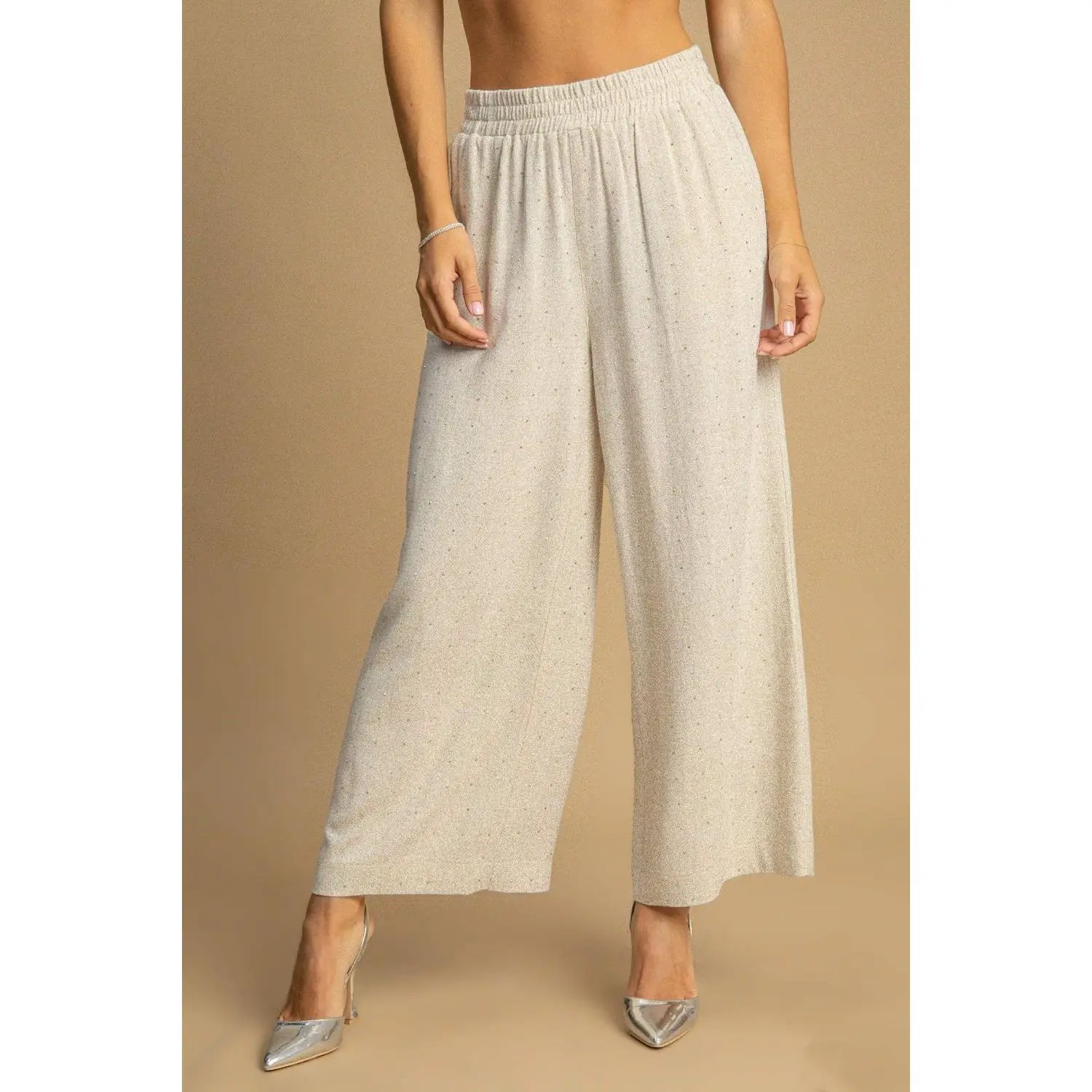 Umgee Full Size High Waisted Embellished Linen Pants Plus Size