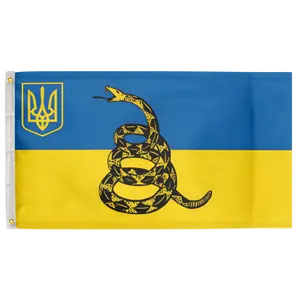 Ukraine Liberty Trident Flag Gadsden 3'X5' Flag 100D Polyester (90cm x 150cm) DTOM (G51) RolFlags