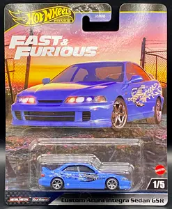 Acura Integra Sedan GSR Custom Blue - Hot Wheels Fast & Furious 1/64 Scale Diecast Car Model Die-Cast