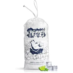 Ice Bags 5lb with Drawstring,50 Pack Plastic Ice Bags for Ice Storage, BD-003