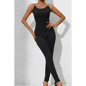 Chic Scoop Neck Wide Strap Tailored Jumpsuit for Women