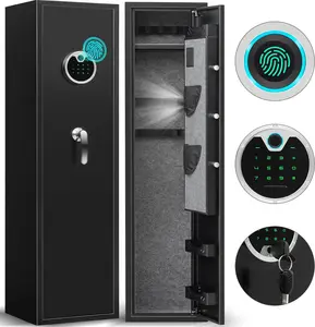 Large Gun Safe, Biometric Fingerprint Rifle Gun Safe, Gun Safes for Home Rifle and Pistols with LCD Screen Keypad and Silent Mode, Gun Safes for Rifles and Shotguns