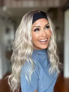 Maya by AISOM Water Wave Highlight Blonde Headband Wig for Women Heat Friendly Synthetic Wig 18 Inches Low Density Wear Go Wig