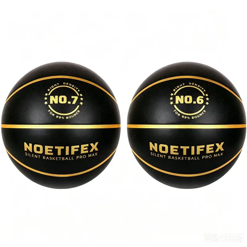 NOETIFEX Silent Basketball Pro Max - Silent Basketballs for Teens & Adults, Size 6&7 Black Gold Weighted Indoor Workout Ball with Soft Foam, Realistic Bounce, Apartment-Friendly Sports Equipment