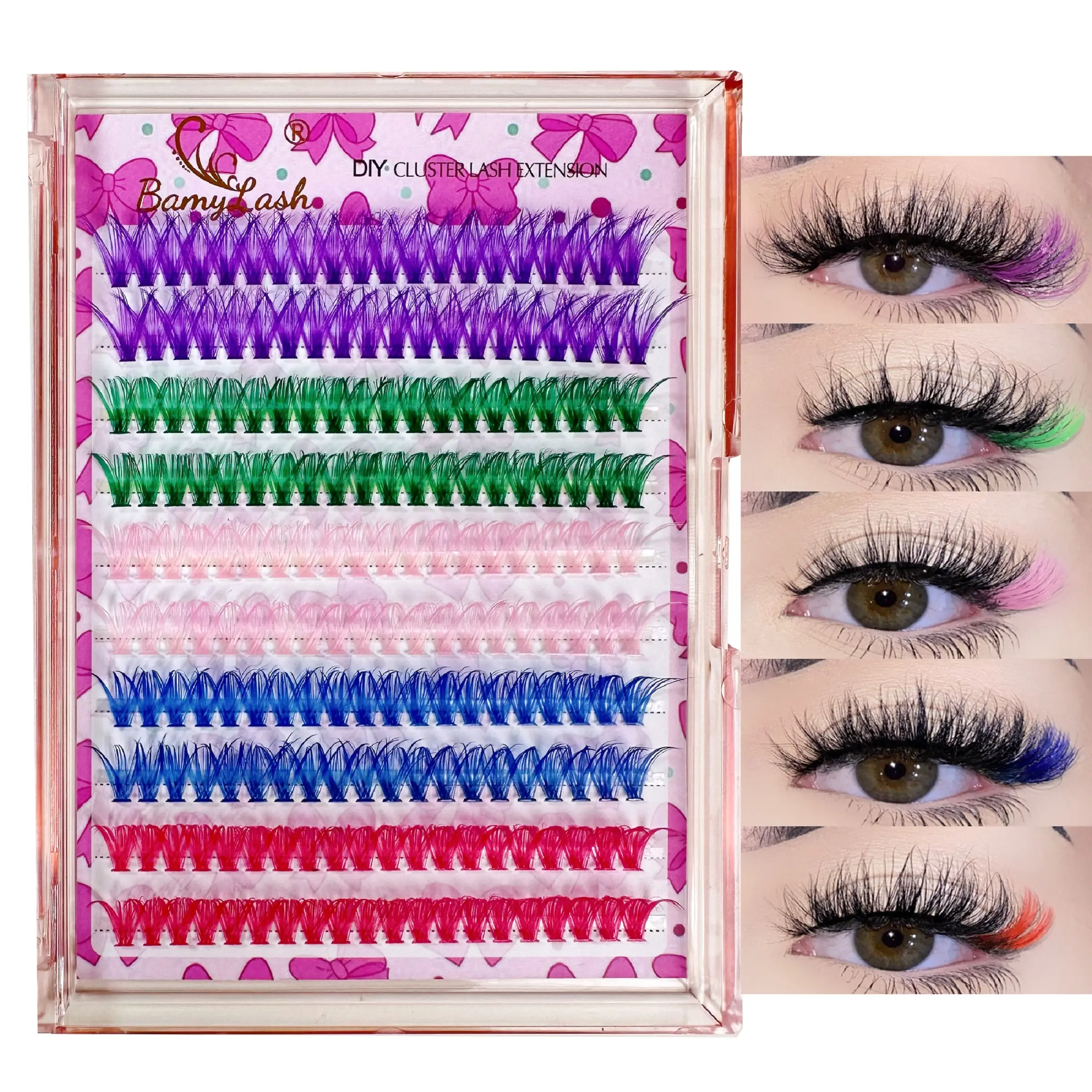 1 Box Halloween Colorful Cluster Eyelashes, Individual Lashes Cluster, Cosmetic False Lashes, Fluffy Volume Lash Clusters, Best Lash Clusters, D Curl Mixed Length, Soft Synthetic Fiber, Festival Party Makeup, DIY Colored Eyelash Extension