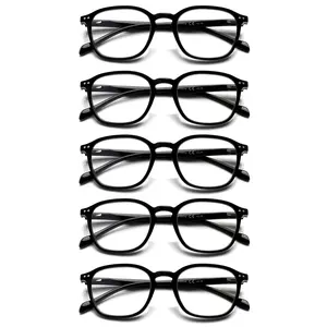 5pcs Anti-Blue Light Reading Glasses Suitable For Both Men And Women Round Frames Flatter Facial Contours Spring Hinges Ensure Durability A Timeless Fashion Accessory Ideal For Everyday Wear