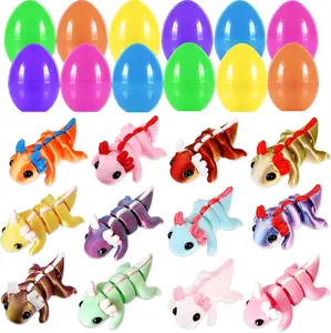 12 Pack Prefilled Easter Eggs Filled with 3D Axolotl Toys - Mini Animals Fidget Figures, Easter Basket Stuffers and Essentials, Easter Gifts for Toddlers, Boys & Girls